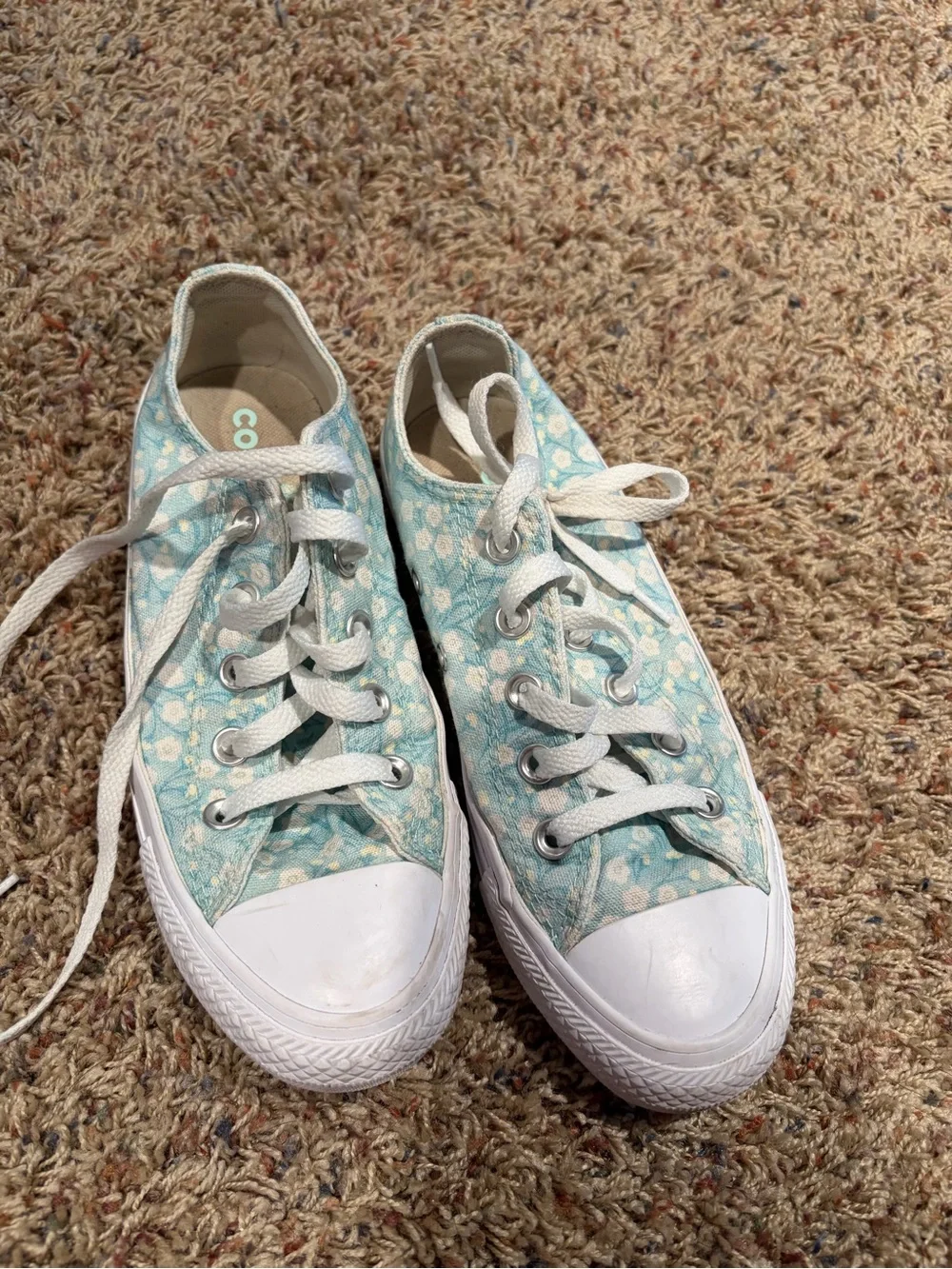 Converse Light Blue Floral Low-Top Sneakers